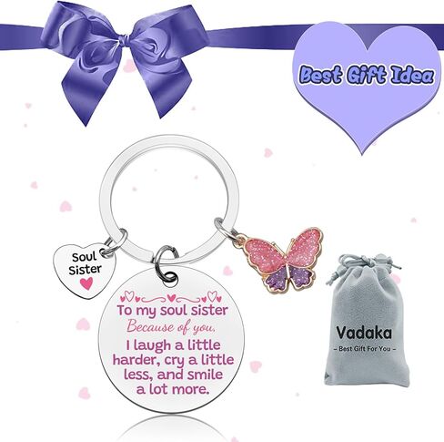 Soul Sister Keychain for Best Friend Women Soul Sister Birthday Gifts for Women Friendship Keychain for Bestie Birthday Gift for Best Friend Work Besties Mothers Day Christmas Graduation Gift for Her in Saudi Arabia