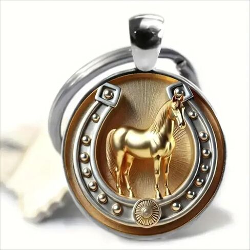 Exquisite Embossed Horseshoe Keychain Featuring Gold Plating For Enhanced Durability And Artistic Beauty Symbolizing Strength in Saudi Arabia