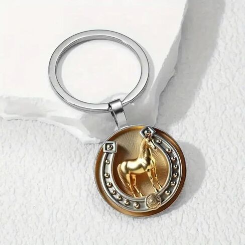 Exquisite Embossed Horseshoe Keychain Featuring Gold Plating For Enhanced Durability And Artistic Beauty Symbolizing Strength in Saudi Arabia