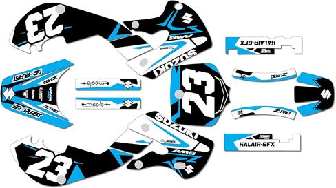 مجموعة رسومات لسوزوكي RM65 (2000-2006) سلسلة Evader أصفر أزرق داكن أسود 16 Mil-Dirt Bike مجموعة ملصقات رسومات سباق مخصصة، بدون بلاستيك in Saudi Arabia