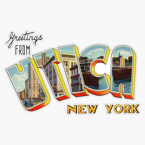Greetings From Utica, New York Vinyl Decal Wall Laptop Bumper Sticker 5" in Saudi Arabia