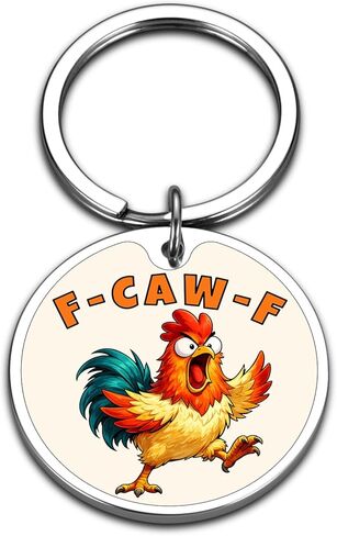 Perleddom Funny F Caw F Keychain للرجال والنساء، هدايا الدجاج المضحكة، هدايا عيد الفصح للمراهقين، هدية الديك الساخرة له، هدية لمحبي الدجاج للأصدقاء البالغين، F-Caw-F Stuff in Saudi Arabia