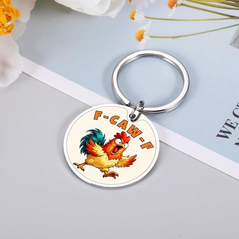 Perleddom Funny F Caw F Keychain للرجال والنساء، هدايا الدجاج المضحكة، هدايا عيد الفصح للمراهقين، هدية الديك الساخرة له، هدية لمحبي الدجاج للأصدقاء البالغين، F-Caw-F Stuff in Saudi Arabia