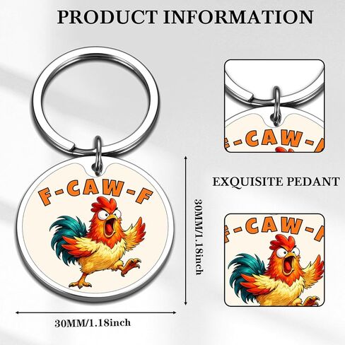 Perleddom Funny F Caw F Keychain للرجال والنساء، هدايا الدجاج المضحكة، هدايا عيد الفصح للمراهقين، هدية الديك الساخرة له، هدية لمحبي الدجاج للأصدقاء البالغين، F-Caw-F Stuff in Saudi Arabia