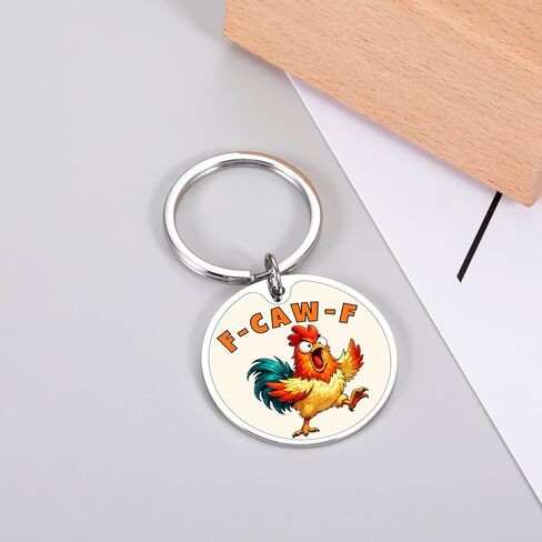 Perleddom Funny F Caw F Keychain للرجال والنساء، هدايا الدجاج المضحكة، هدايا عيد الفصح للمراهقين، هدية الديك الساخرة له، هدية لمحبي الدجاج للأصدقاء البالغين، F-Caw-F Stuff in Saudi Arabia