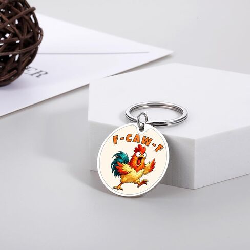 Perleddom Funny F Caw F Keychain للرجال والنساء، هدايا الدجاج المضحكة، هدايا عيد الفصح للمراهقين، هدية الديك الساخرة له، هدية لمحبي الدجاج للأصدقاء البالغين، F-Caw-F Stuff in Saudi Arabia