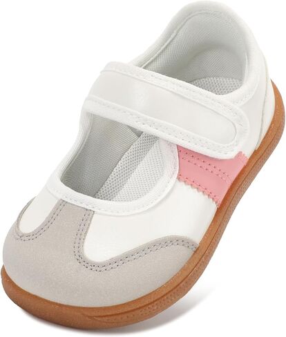 Toddler Girl Mary Jane Classic Sneakers Wide Barefoot Walking Shoes for School with Hook and Loop in Kuwait