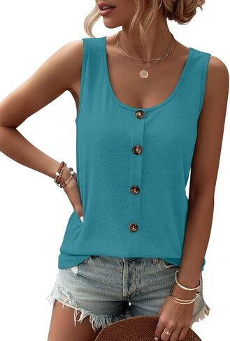 TICTICMIMI Womens Tank Tops 2026 Buttons Casual Summer Sleeveless Tee T-Shirt Scoop Neck Basic Outfits Clothes in Saudi Arabia