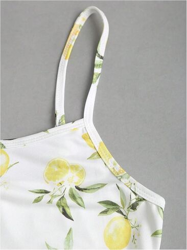 WDIRARA Women's Lemon Print Cami Top Ruched Spaghetti Strap Camisole Vacation Fitted Crop Tops in Saudi Arabia