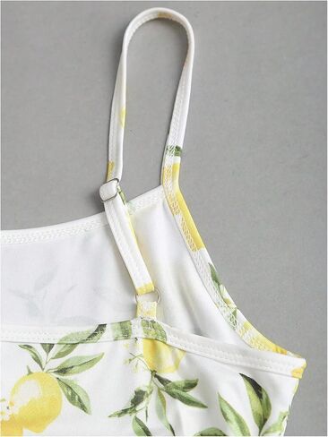 WDIRARA Women's Lemon Print Cami Top Ruched Spaghetti Strap Camisole Vacation Fitted Crop Tops in Saudi Arabia