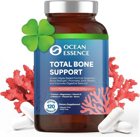 OCEAN ESSENCE دعم كامل للعظام - مكمل كالسيوم من الطحالب النباتية لكثافة العظام وقوتها - للرجال والنساء بعمر 35+ - 120 كبسولة كالسيوم عضوية طبيعية - فيتامينات لصحة العظام المثلى in Saudi Arabia