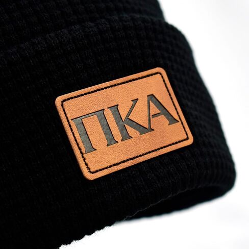 قبعة Pi Kappa Alpha - قبعة صغيرة للأخوة، قبعة شتوية سوداء مع رقعة حروف يونانية، هدايا Pi Kappa Alpha للرجال in Saudi Arabia