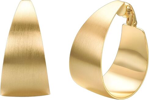 Yoursfs أقراط فضية/ذهبية بمشبك سميك للنساء بمشبك على آذان مطلية بالبلاتينيوم غير مثقوبة 35 مللي متر حلق كبير in Kuwait