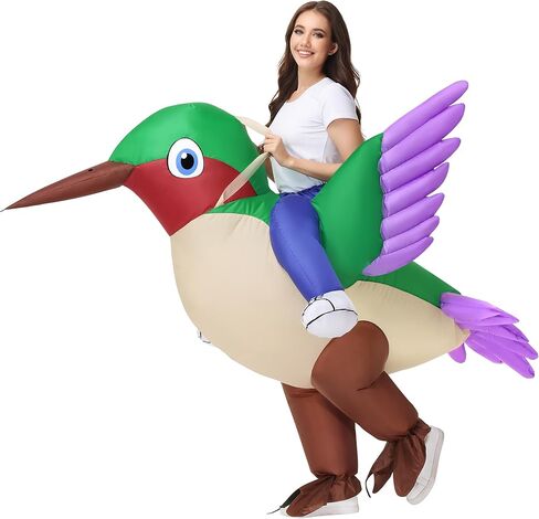 anroog Inflatable Hummingbird Costume Adult Halloween Bird Blow Up Costumes Women Ride on Suit For Women Men Funny Cosplay Party in Kuwait