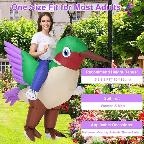 anroog Inflatable Hummingbird Costume Adult Halloween Bird Blow Up Costumes Women Ride on Suit For Women Men Funny Cosplay Party in Kuwait