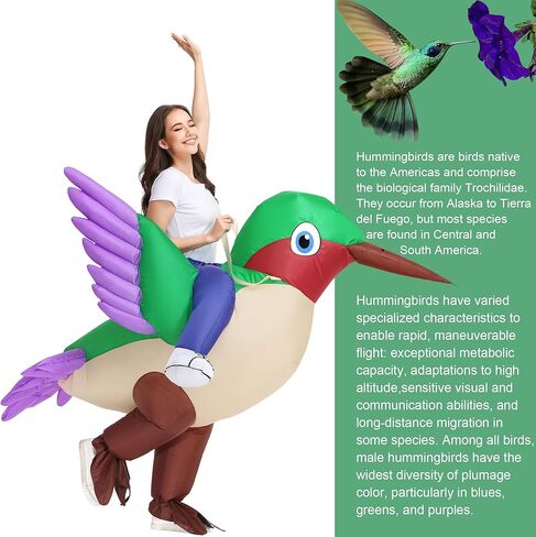 anroog Inflatable Hummingbird Costume Adult Halloween Bird Blow Up Costumes Women Ride on Suit For Women Men Funny Cosplay Party in Kuwait