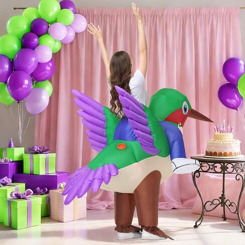 anroog Inflatable Hummingbird Costume Adult Halloween Bird Blow Up Costumes Women Ride on Suit For Women Men Funny Cosplay Party in Kuwait