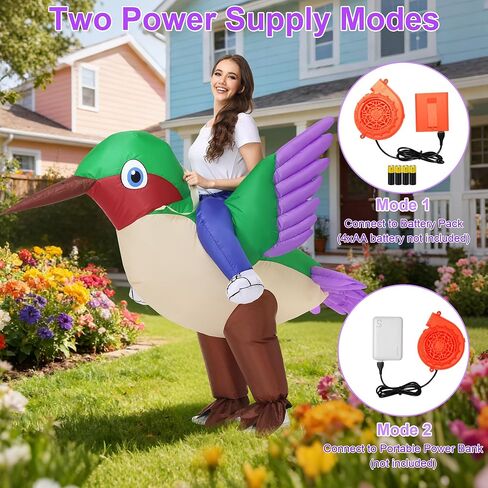 anroog Inflatable Hummingbird Costume Adult Halloween Bird Blow Up Costumes Women Ride on Suit For Women Men Funny Cosplay Party in Kuwait