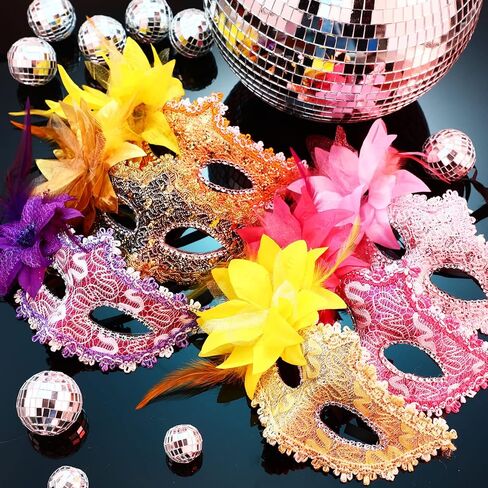 Yilloog 24 Pack Mardi Gras Masquerade Masks Bulk Unisex Half Face Venetian Masks Carnival Antique Look Costumes for Party(Multicolor) in Saudi Arabia
