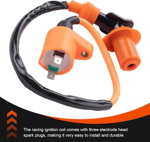 2 PCS Motorcycle Ignition Coil and Spark Plug, High-voltage Ignition Coil, Waterproof Heat-resistant Spark Plug, for 50CC 110CC 125CC 150CC Gy6 Four-stroke Engine (Orange) in Kuwait