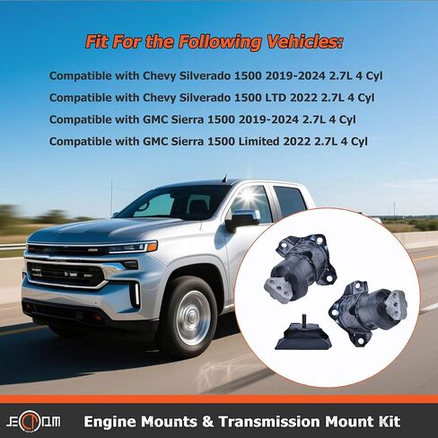 Front Engine Mounts L&R with Transmission Mount Kit Compatible with Silverado 1500 2019-2024 Fit for GMC Sierra 1500 2019-2024 Replace for 23353391, 85623476, 85623475 in Saudi Arabia