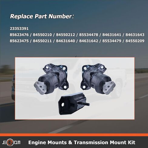Front Engine Mounts L&R with Transmission Mount Kit Compatible with Silverado 1500 2019-2024 Fit for GMC Sierra 1500 2019-2024 Replace for 23353391, 85623476, 85623475 in Saudi Arabia