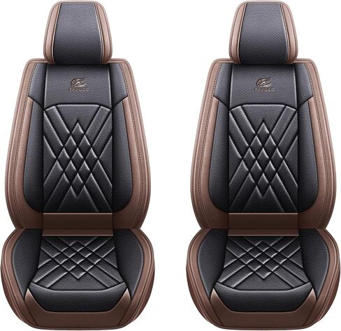 Car Seat Covers 5-Piece Full Set Durable Leather, Anti-Slip Waterproof Car Accessories Custom Fit for Most Cars, SUV & Sedan（Black-Brown） in Saudi Arabia