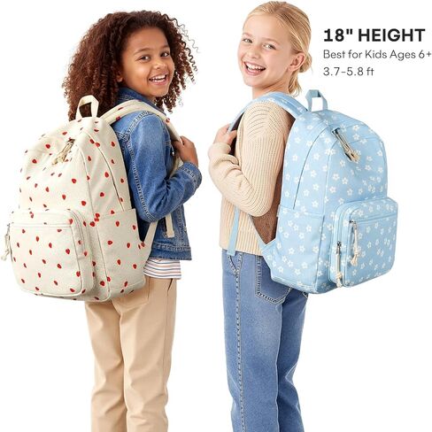 mibasies School Backpack for Girls with Laptop Sleeve: 18IN Large Capacity Corduroy Bookbag for Primary Middle School/College, Travel Daypack for Teens Women - Blue Flower in Saudi Arabia