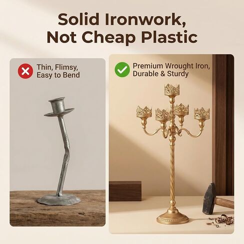 شمعدان أرضي ذهبي عتيق - حامل شموع عتيق بطول 40.2 بوصة مع فانوس زجاجي، حامل عمود معدني قوطي ريفي لديكور المنزل، قطعة مركزية لحفلات الزفاف والمناسبات in Kuwait