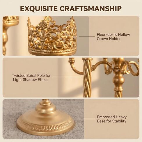 شمعدان أرضي ذهبي عتيق - حامل شموع عتيق بطول 40.2 بوصة مع فانوس زجاجي، حامل عمود معدني قوطي ريفي لديكور المنزل، قطعة مركزية لحفلات الزفاف والمناسبات in Kuwait