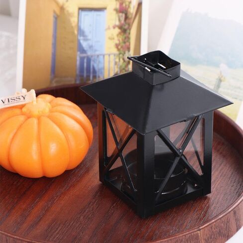 1 قطعة معدنية سوداء خمر صغيرة ديكور شمعة الفوانيس Tealight شمعة حامل مزرعة شمعدانات ديكور Led الشاي ضوء الشمعة الديكور in Saudi Arabia