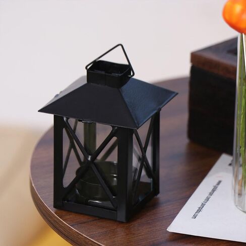 1 قطعة معدنية سوداء خمر صغيرة ديكور شمعة الفوانيس Tealight شمعة حامل مزرعة شمعدانات ديكور Led الشاي ضوء الشمعة الديكور in Saudi Arabia