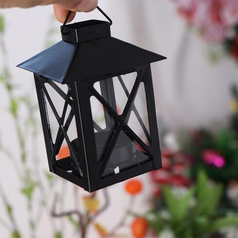 1 قطعة معدنية سوداء خمر صغيرة ديكور شمعة الفوانيس Tealight شمعة حامل مزرعة شمعدانات ديكور Led الشاي ضوء الشمعة الديكور in Saudi Arabia