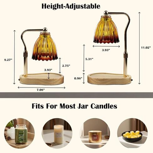 Candle Warmer Lamp With Timer Dimmable,Height Adjustable Scented Wax Melts Warmer Lamp,Electric Flameless Candle Warmer For Candle Jar,Mothers Day Birthday Gifts For Women,Office Home Decor(2 Bulbs) in Saudi Arabia