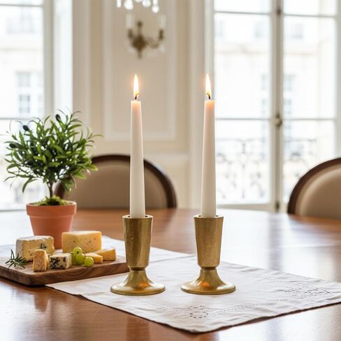 2 قطعة حامل شموع شمعدان عتيق من النحاس، مصنوع يدويًا من النحاس العتيق على شكل شمعة مستدقة على الطراز الفيكتوري لطاولة محورية لتزيين رف عيد الميلاد أو ديكور المنزل in Kuwait