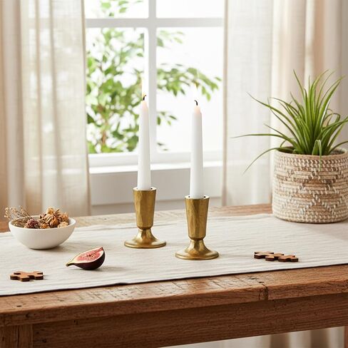 2 قطعة حامل شموع شمعدان عتيق من النحاس، مصنوع يدويًا من النحاس العتيق على شكل شمعة مستدقة على الطراز الفيكتوري لطاولة محورية لتزيين رف عيد الميلاد أو ديكور المنزل in Kuwait