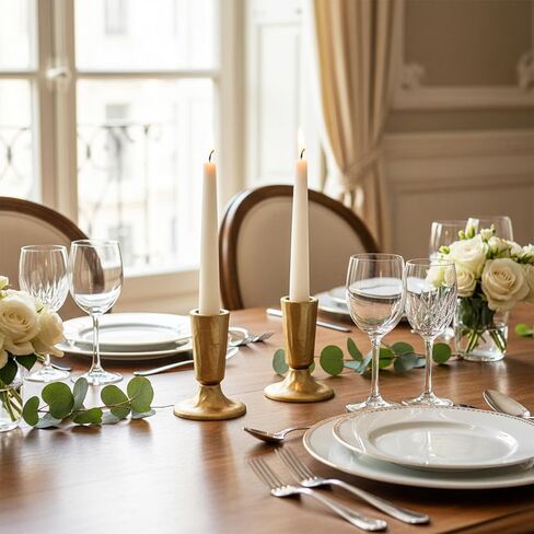 2 قطعة حامل شموع شمعدان عتيق من النحاس، مصنوع يدويًا من النحاس العتيق على شكل شمعة مستدقة على الطراز الفيكتوري لطاولة محورية لتزيين رف عيد الميلاد أو ديكور المنزل in Kuwait