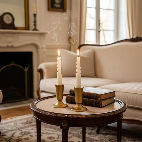 2 قطعة حامل شموع شمعدان عتيق من النحاس، مصنوع يدويًا من النحاس العتيق على شكل شمعة مستدقة على الطراز الفيكتوري لطاولة محورية لتزيين رف عيد الميلاد أو ديكور المنزل in Kuwait