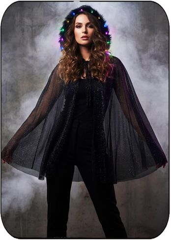 GORAIS Snowflake Princess Hooded Cape Blue Christmas Costume Cloak Short Sheer Xmas Women Capes in Kuwait