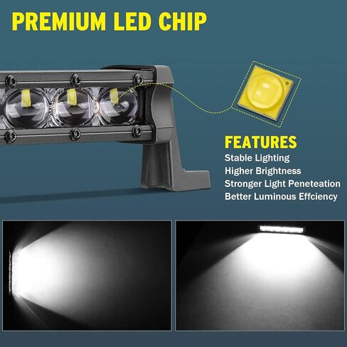 YCHOW-TECH LED شريط إضاءة 6 بوصة، 2 قطعة 96 وات شريط إضاءة مضاد للوهج صف واحد أضواء القيادة احتياطية إضاءة نحيفة LED القرون أضواء الوفير على الطرق الوعرة أضواء الضباب للشاحنات ATV UTV القوارب in Kuwait