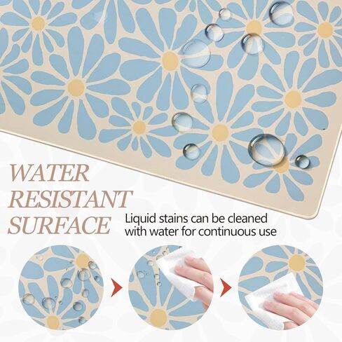 SHIYUE لوحة الماوس حصيرة مكتبية كبيرة، لوحة ماوس كبيرة مضادة للانزلاق مقاس XXL كبيرة مع حواف مخيطة (زهرة زرقاء سماوية، 35.4 بوصة × 15.7 بوصة) in Kuwait