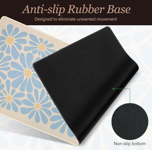 SHIYUE لوحة الماوس حصيرة مكتبية كبيرة، لوحة ماوس كبيرة مضادة للانزلاق مقاس XXL كبيرة مع حواف مخيطة (زهرة زرقاء سماوية، 35.4 بوصة × 15.7 بوصة) in Kuwait