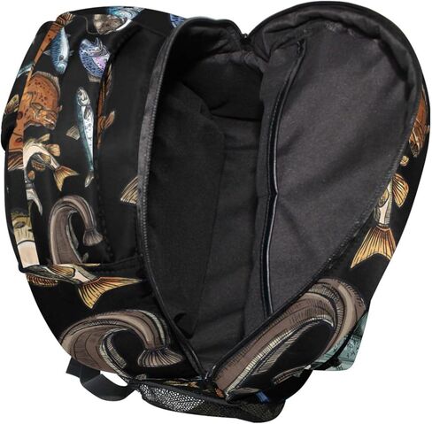 Sea and Freshwater Fish Black Backpack for Boys Girls Kids Bookbag Laptop Tablet Travel School Bag with Name Tag in Saudi Arabia