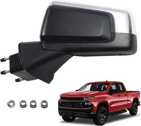 Marretoo Right Passenger Side Mirror replacement for 2019-2025 Chevy Silverado 1500 Accessories 7 pins Power Heated Manual Folding Temperature Sensor With CHROME Replace#GM1321583 RH in Saudi Arabia