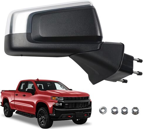 Marretoo Right Passenger Side Mirror replacement for 2019-2025 Chevy Silverado 1500 Accessories 7 pins Power Heated Manual Folding Temperature Sensor With CHROME Replace#GM1321583 RH in Saudi Arabia