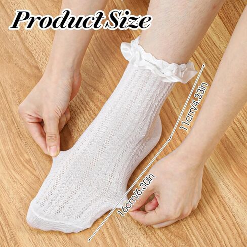 2 Pairs Ruffle Ankle Socks Women Ruffle Lace Socks Women Cute Stylish Cotton Ruffle Frilly Ruffle Dress Socks for Women(White & Black) in Saudi Arabia