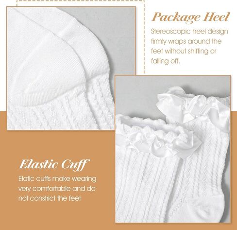 2 Pairs Ruffle Ankle Socks Women Ruffle Lace Socks Women Cute Stylish Cotton Ruffle Frilly Ruffle Dress Socks for Women(White & Black) in Saudi Arabia