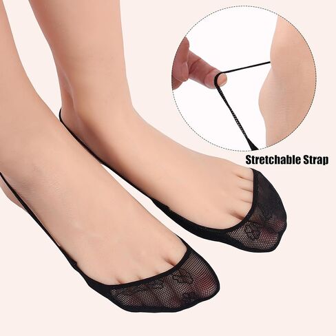 YFUNNLE 8 Pairs Lace Ultra Low Cut Liner Toe Socks with Sling, No Show Toe Topper Non Slip Half Socks for Heels in Kuwait