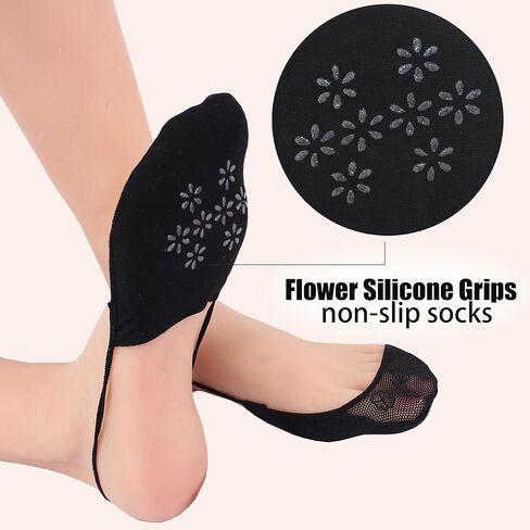 YFUNNLE 8 Pairs Lace Ultra Low Cut Liner Toe Socks with Sling, No Show Toe Topper Non Slip Half Socks for Heels in Kuwait