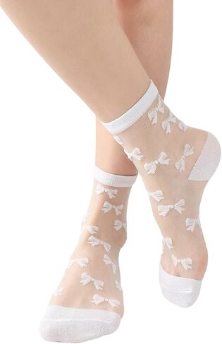 جوارب شبكية شفافة للنساء، دانتيل منقط شفاف من خلال أحذية نايلون شفافة، جوارب صيفية رفيعة 4 أزواج in Kuwait